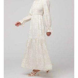 Zahraa MILENA TIERED SMOCK MAXI DRESS 
Taupe Cream -